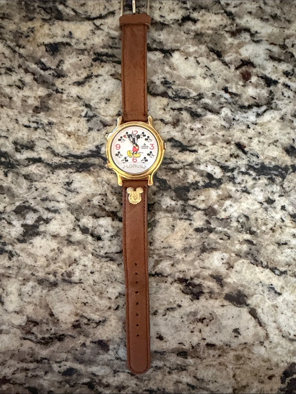 Women's Brown Leather Mickey Mouse Dial Watch